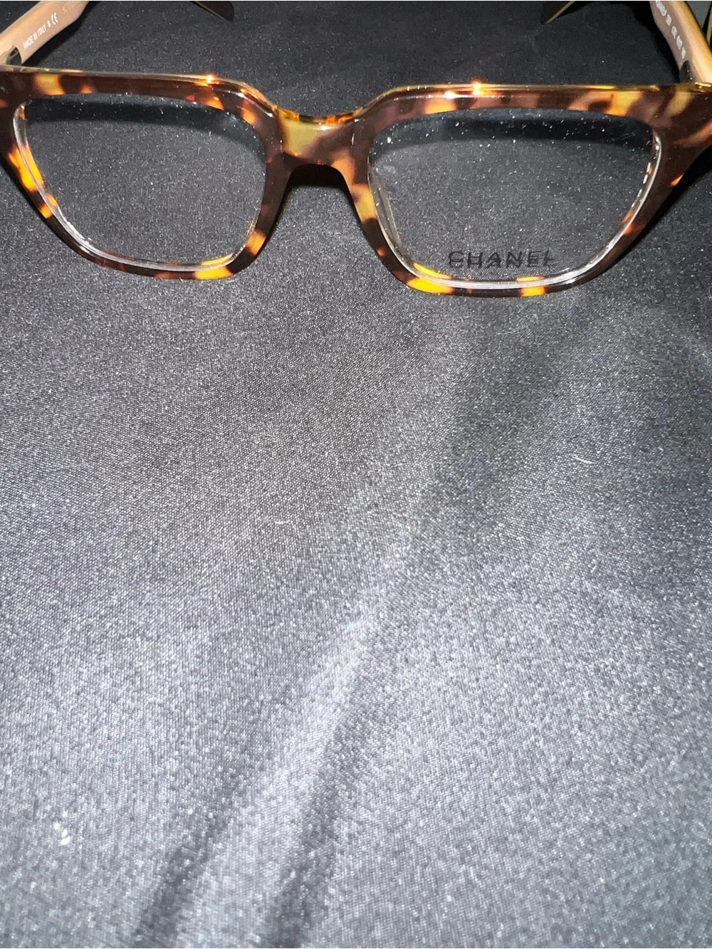 CHANEL Tortoiseshell Square Glasses in Brown and Amber Tones